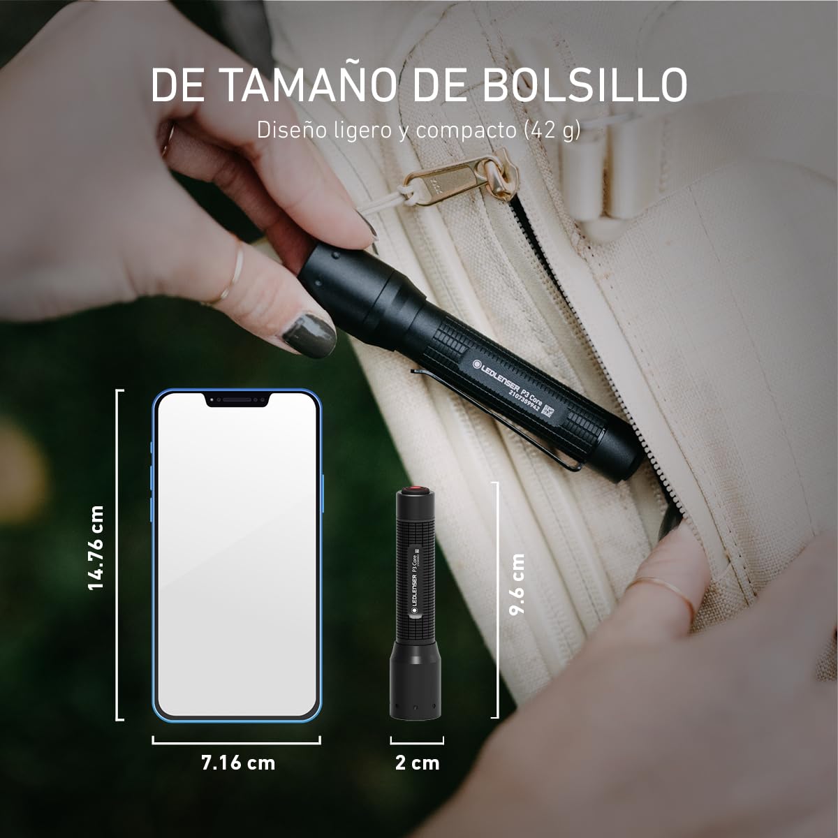 Ledlenser P3 Core Mini Linterna LED, 90lm, Pila AAA, Alcance 110m, Ligera | 42g, hasta 6h de autonomía, enfoque ajustable, linterna llavero, IP54, ideal para paseos nocturnos y camping | 2020