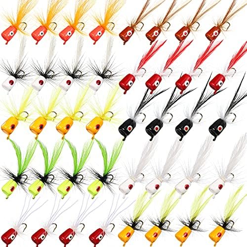 40 Pieces Fly Fishing Flies Fly Poppers Panfish Poppers Dry Flies Fly