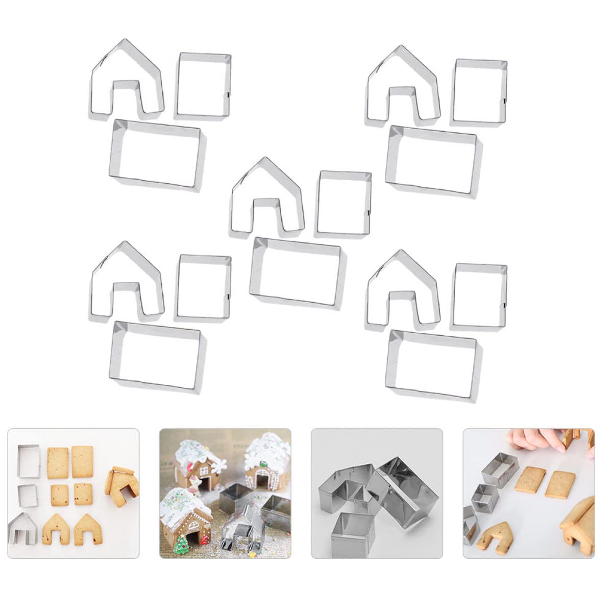ABOOFAN Emporte-pièce en Acier Inoxydable 15 Pcs Forme Maison Biscuit de Noël, 5 Sets Moule à Biscuits Créatif et Mini pour Pâtisserie DIY et Décoration de Fête