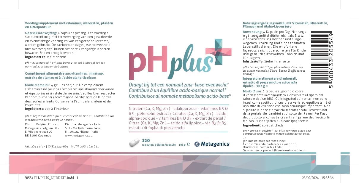 Metagenics pH Plus - Supporta l’Equilibrio Acido-Base Normale - 120 Capsule