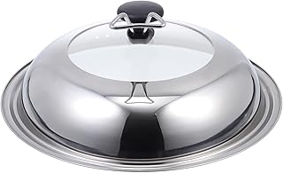 Luxshiny 32cm Stainless Steel Universal Pot Lid Cover Glass Pan Lid Frying Pan Cover Cookware Lids Replacement Lid with Handle for Pots Pans Fry Pan Skillet