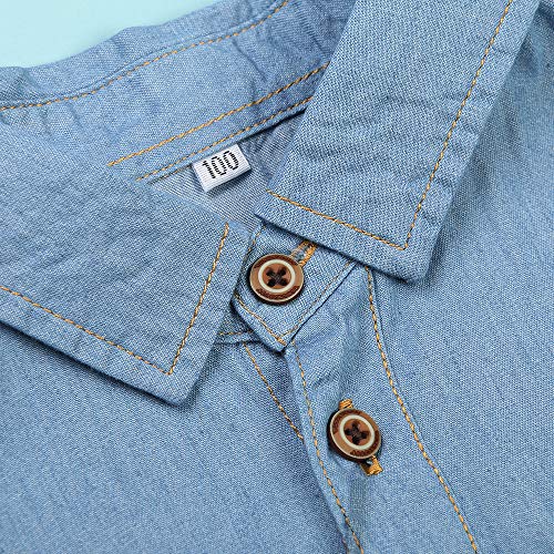 OCHENTA Boys' Short Sleeve Button Down Shirts Lightweight Denim Western Tops3