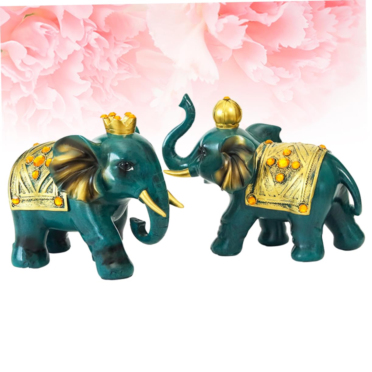 Amosfun Pareja de Elefantes de Resina Estilo Europeo, 1 Par Verde