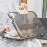 Portable File Box Clear Waterproof Document Storage Box with Snaps PP Files Organizer Cases for A4 Paper Magazines Notebooks School or Office Supplies