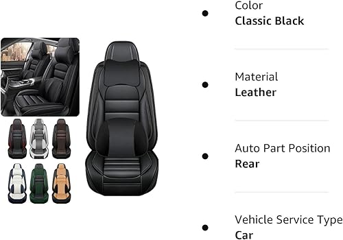 Miniatura 8 de Iceleather Fundas de asiento de automóvil de lujo para Ford Ranger 2019-2023, impermeables, suaves, transpirables, de piel sintética, con bolsillos