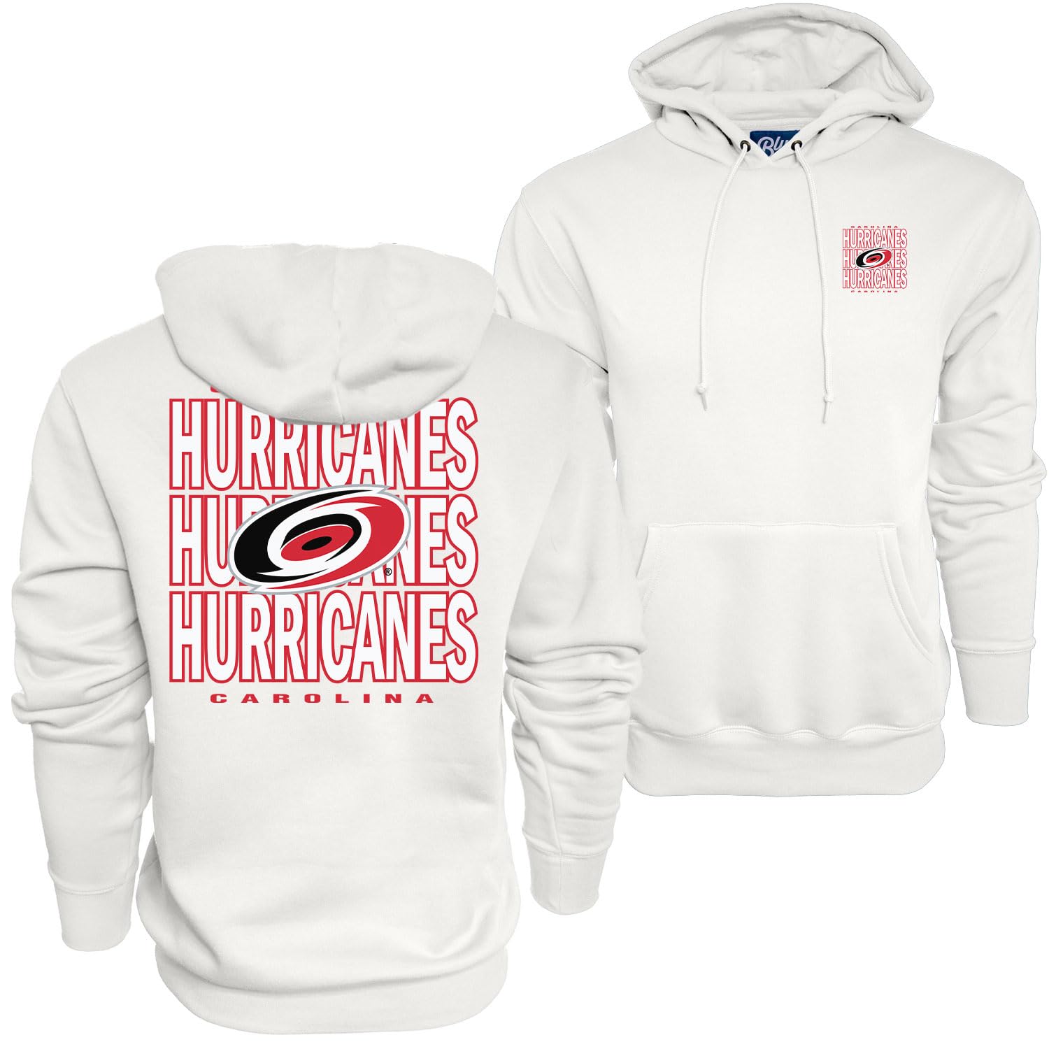 Blue 84 NHL Officially Licensed Hooded Sweatshirt Front/Back Curl White