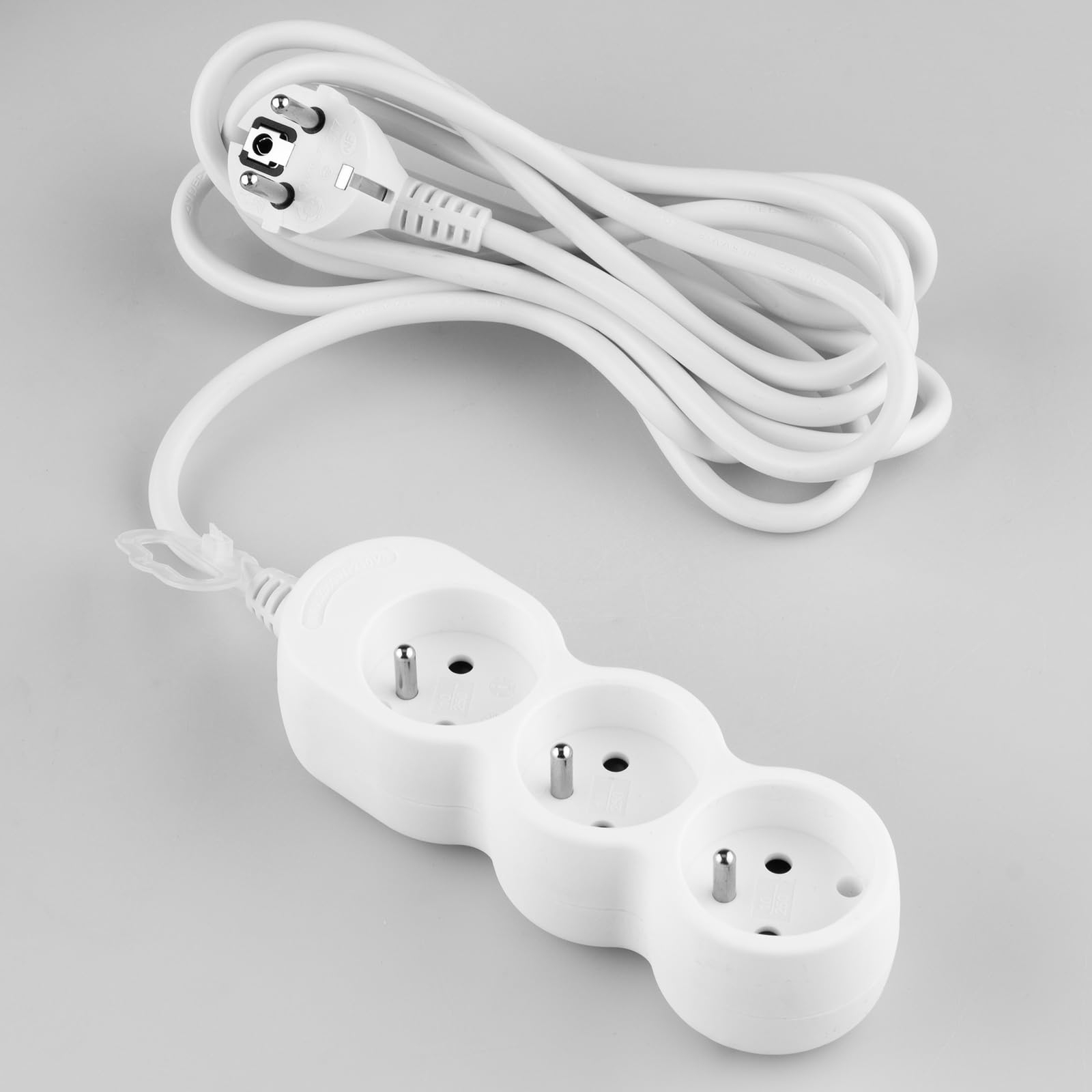 Lumiled listwa zasilająca z 3 gniazdami, kabel 3 m, biały, przewód H05VV-F 3G, wtyczka typu E/F, wielokrotne gniazdo E, 10A 2300W 250V, IP20, uchwyt do zawieszenia
