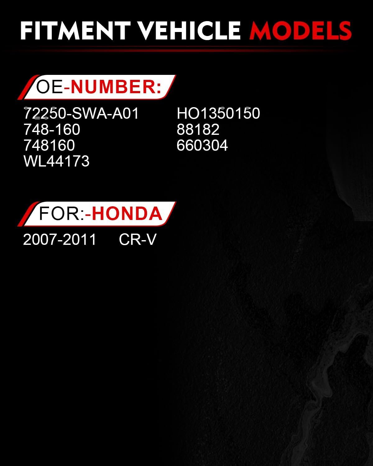 Front Left Driver Side Power Window Regulator with Motor for:-Honda CRV 2007 2008 2009 2010 2011, for CR-V 07 08 09 10 11, 6 Pins Connector Replace# 72250-SWA-A01 748-160 WL44173 660304 88182