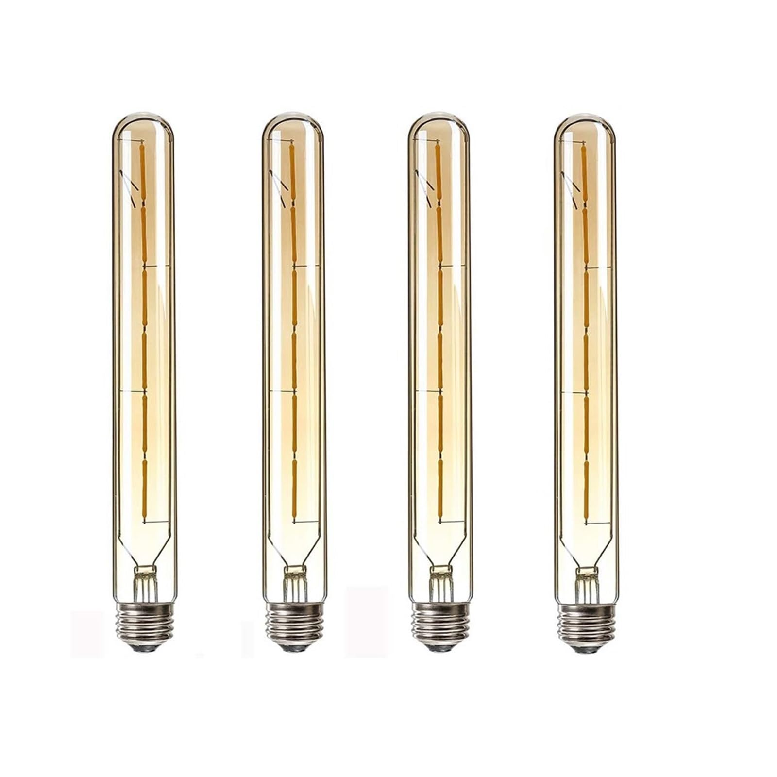 Bombilla LED Tubular T30, Bombilla de filamento Vintage T300, 6 W, 2700 K, Casquillo E27.(4PCS_Amber Glass_NO_6W)