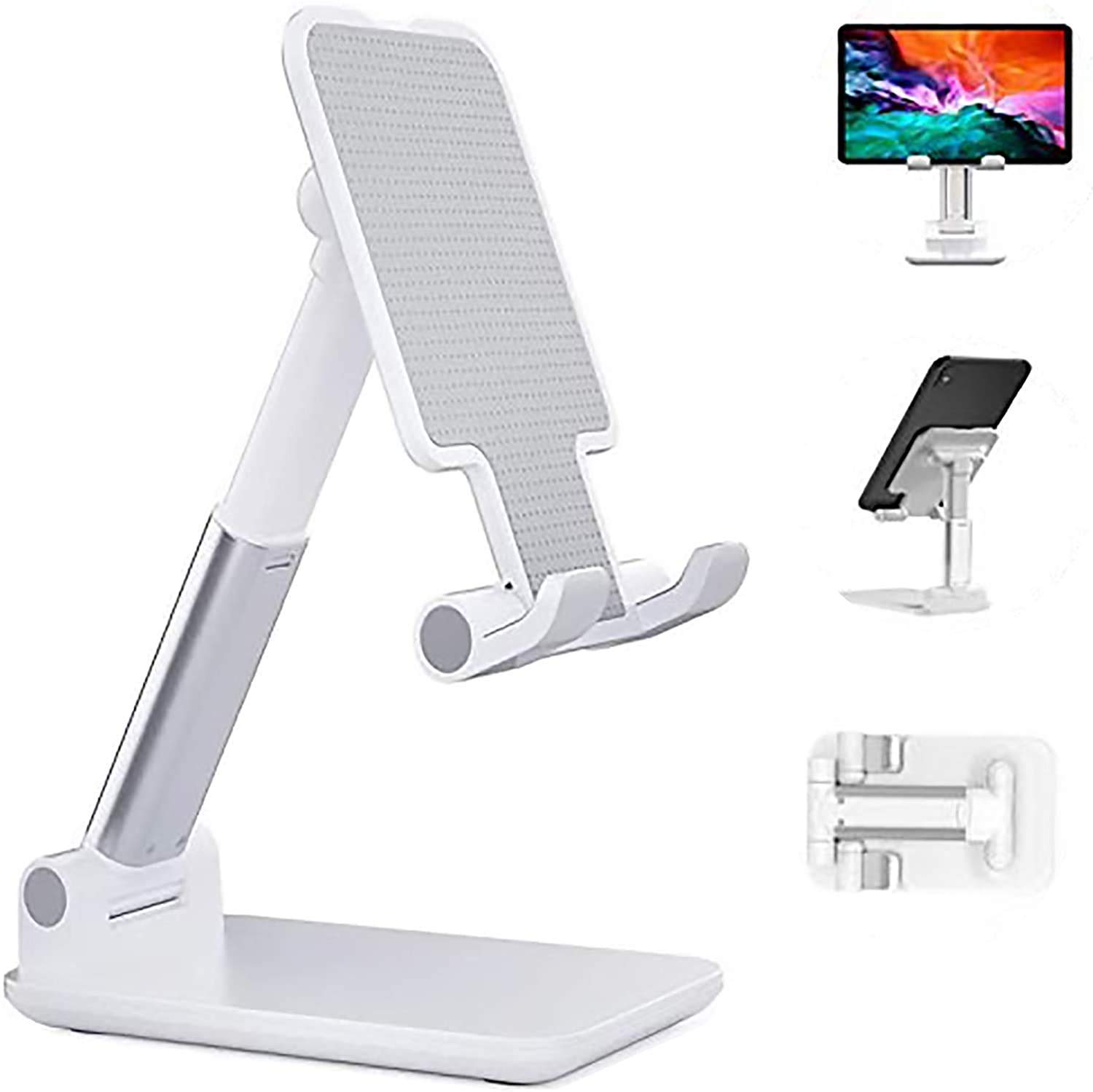 SSMART Metal Adjustable Anti Slip Mobile Holder for Table, Desktop, Home Cell Phone Holder Compatible with Universal Smartphones and Tablets (White)-image-25