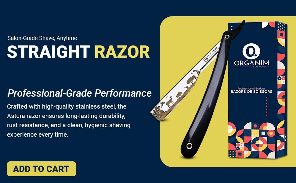 Image of Barber Shaving Razor for Men | Foldable Stainless Steel Straight Razor with Handle | Manual Beard Shaving and Trimming Razor for Barbers, Salons and Home Grooming (Black White)
