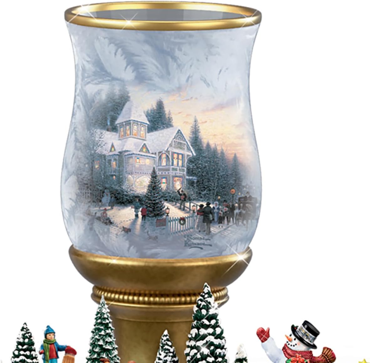 The Bradford Exchange Bright Holiday Memories Candleholder Issue #3 Christmas Decoration by Thommas Kinkade 6.75-inches