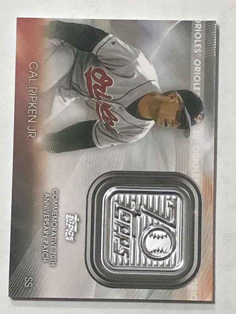 2021 Topps Series 1 Baseball 70th Anniversary Logo Patch Manufactured #70LP-CR Cal Ripken Jr. MEM Baltimore Orioles Official MLB Trading Card