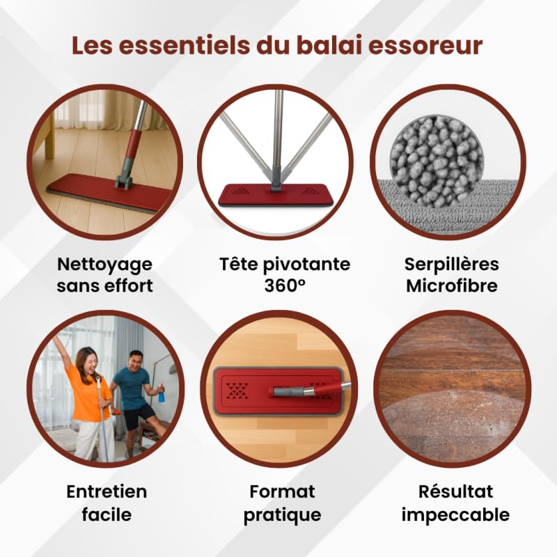 Balai Essoreur Extra Large VENTEO avec Seau Double Compartiment et 4 Serpillères - 4