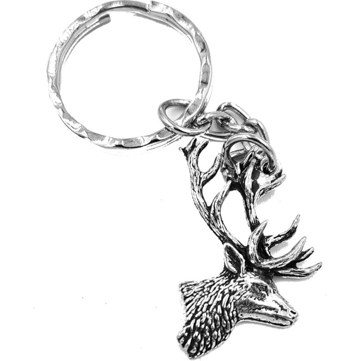 Bisley Brown Pewter Keyring Chain No.4 Stags Head