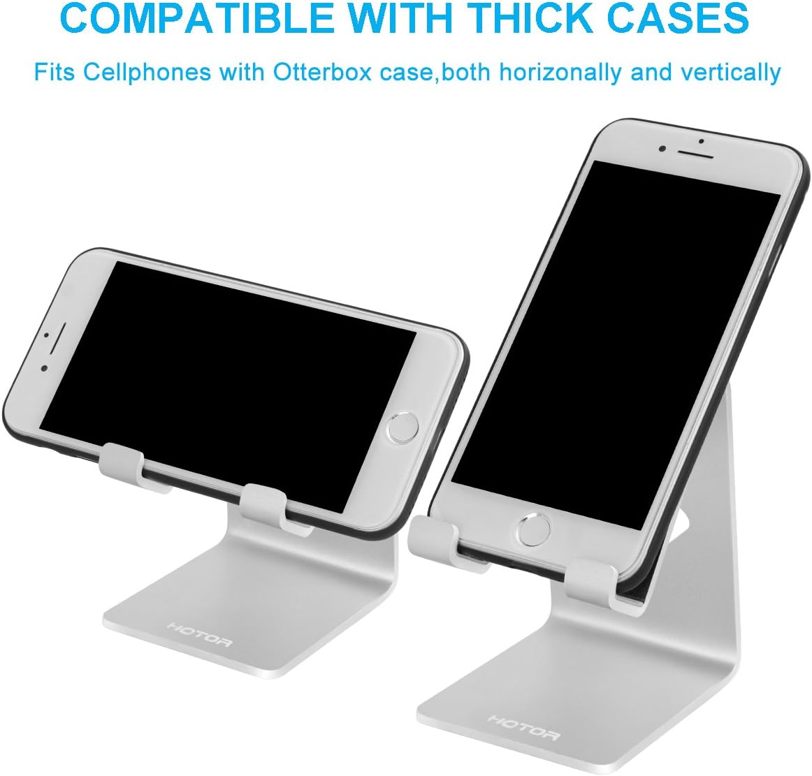 Stand for Phone, HOTOR Cell Phone Stand, Cradle, Dock, Holder, Stand for Switch, All Android Smartphone and for Phone XS Max XR 8 X 7 6 6s Plus 5 5s 5c Charging, Universal Accessories Desk –Silver