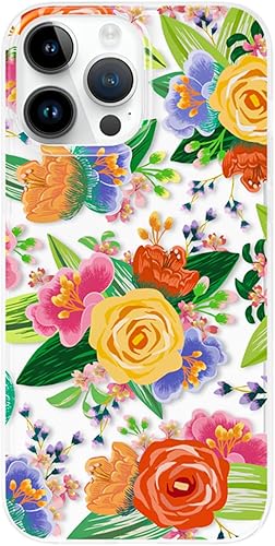 Miniatura 3 de SCORPIFY Funda para iPhone 14 Pro Max con diseño floral de rosas perforadas en el corazón rojo, bonita funda transparente para teléfono para mujeres