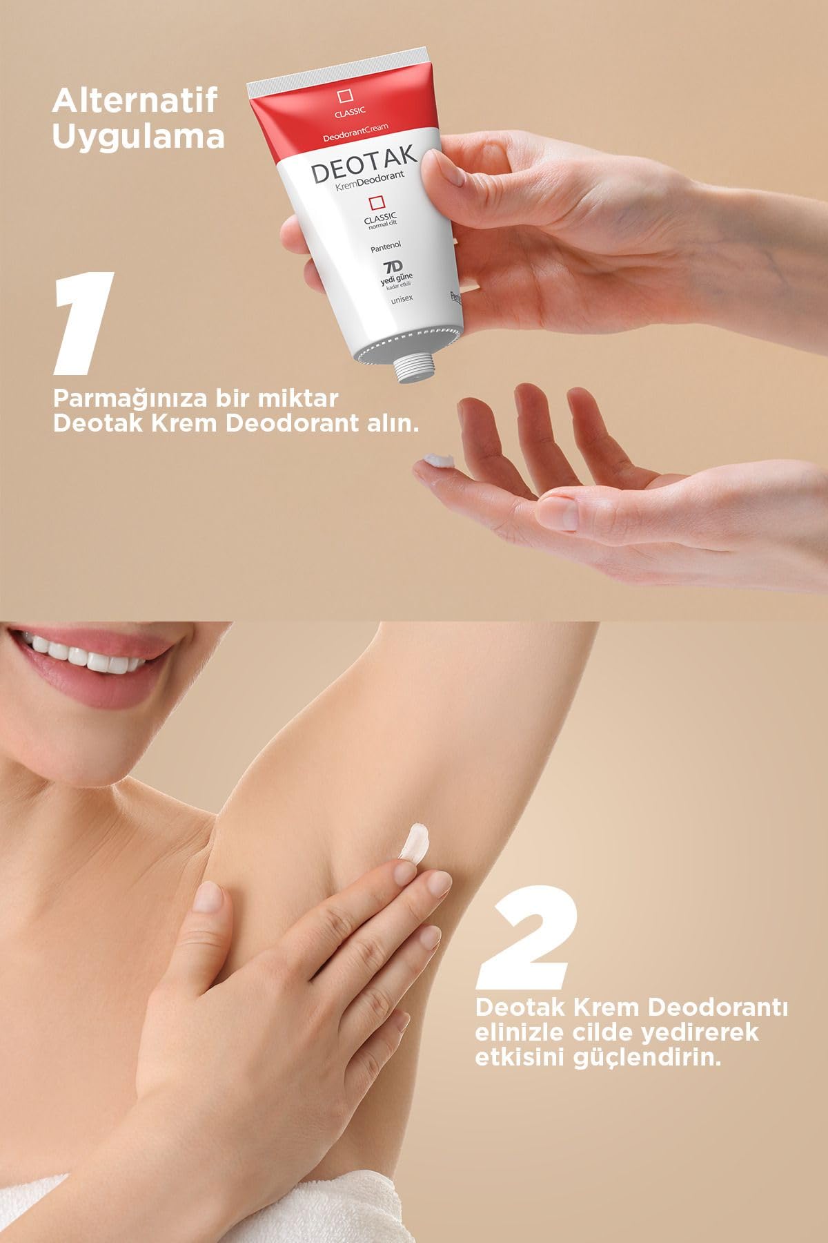 Deotak Classic Koruma 7 Güne Kadar Etkili Hassas Ciltler İçin Kadın - Erkek Kullanım Krem Deodorant 35 ml
