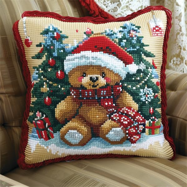Lfynior Kreuzstich Kissen Set Weihnachten Stickkissen zum...