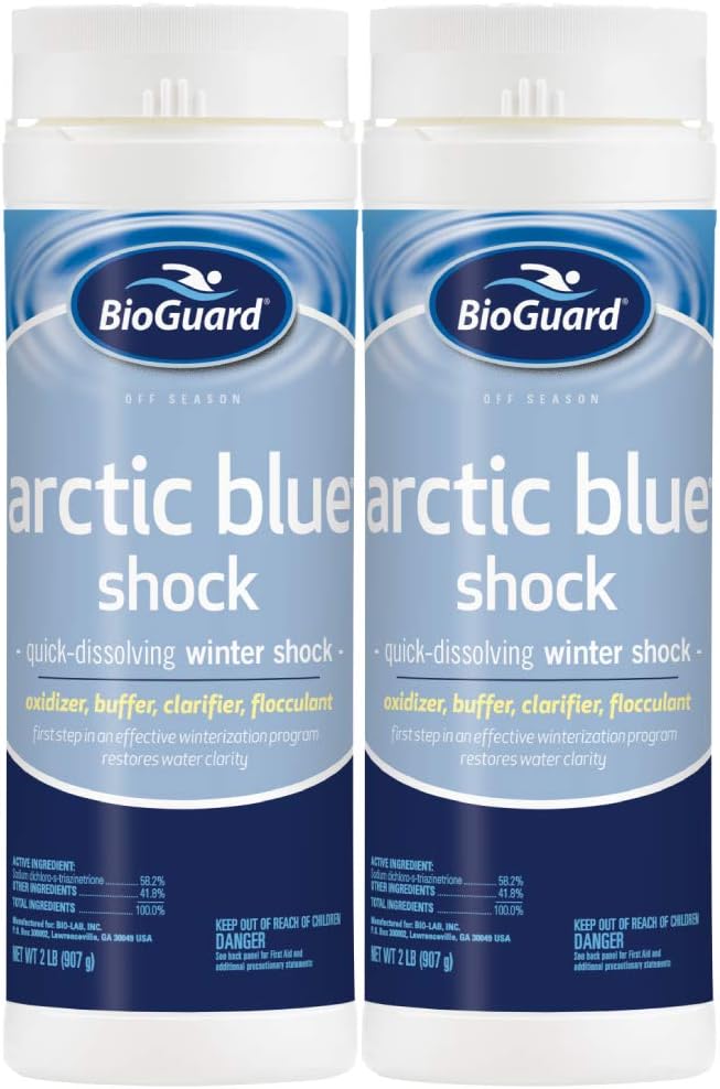 BioGuard Arctic Blue Shock, 2 lb, Pack of 2, Quick-Dissolving & Multi-Purpose Winter Shock, Restores Water Clarity, Ideal for All Pool Surfaces