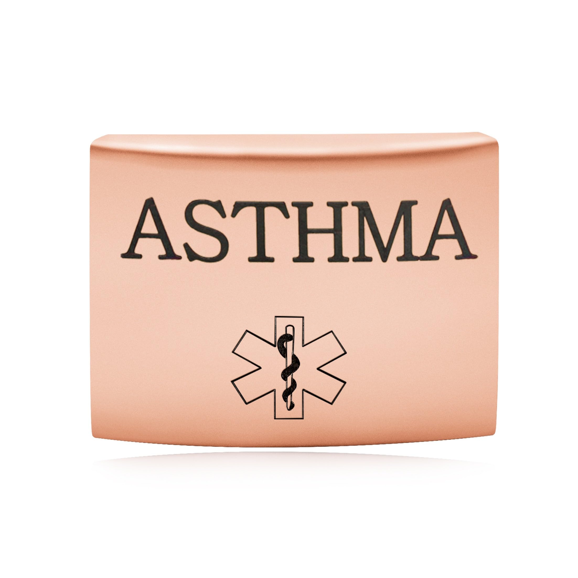 Oneress Asthma Medical ID Watch Band Label Personalized Stainless Steel Emergency Alert Tag, Engraved Health Safety Wristband for Parents & Athletes YA4313 Rose Gold-Asthma