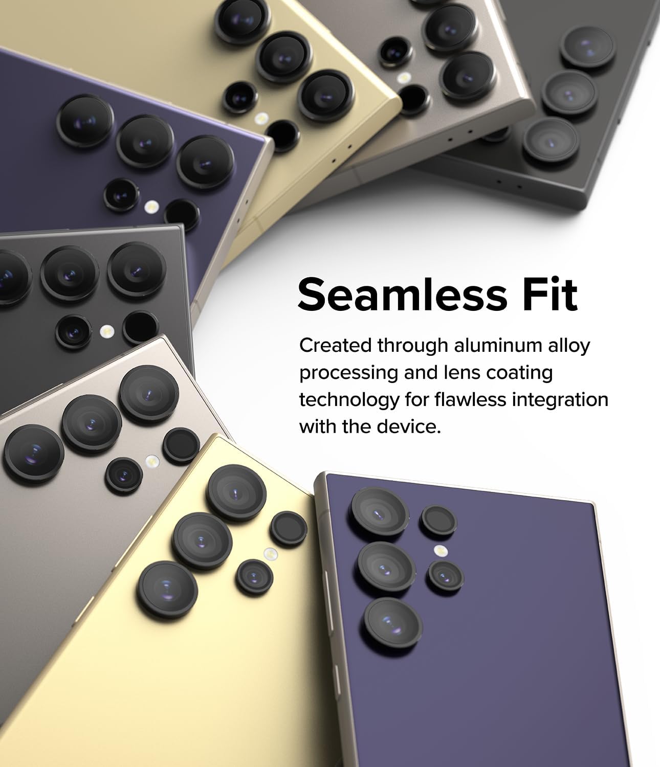 Ringke Camera Lens Frame Glass Compatible with Samsung Galaxy S24 Ultra Camera Lens Protector 5G, Glass Covers and Aluminum Alloy Frames - Black