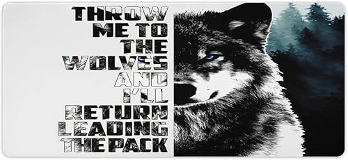 Miniatura 9 de Tapete de escritorio impermeable con citas inspiradoras de lobo blanco y negro, con citas inspiradoras, vida silvestre, animal salvaje, lobo para