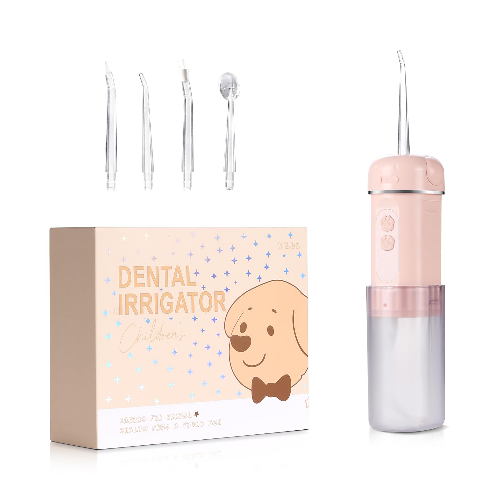 Hydropulseur pour enfants avec 4 embouts de jet étanche, nettoyage en profondeur, rechargeable pour soins des dents