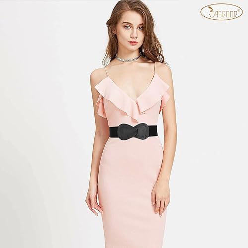 Miniatura 8 de JASGOOD Cinturón elástico vintage para mujer, cinturón de cintura ancha y elástico vintage