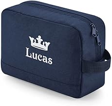Amikado - Trousse de Toilette personnalisée recyclée - Sac de Toilette de Voyage Portable pour Homme et Femme - Trousse avec poignée, Sac de Rasage, Trousse de Maquillage (Bleu Marine)
