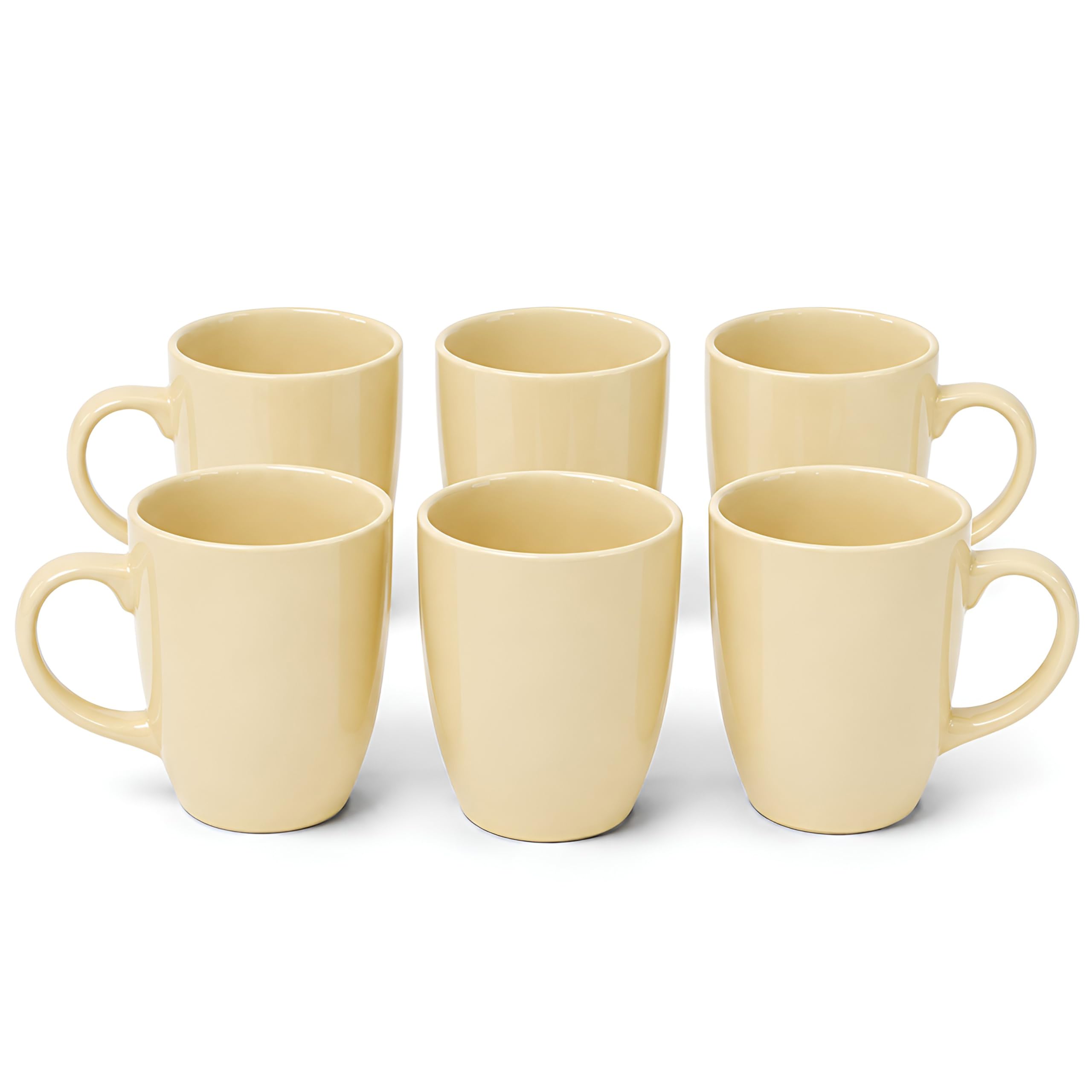 DIVCHI Coffee Mugs Set of 6 Ceramic Tea Hot Chocolate Cups | Pale Yellow