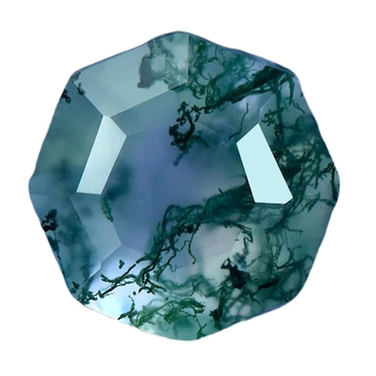 Agate naturelle mousse taillée de 8 mm, gemme d'exception pour bague - 3