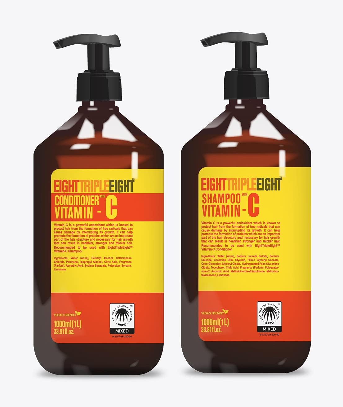 EightTripleEight Vitamin C Hair Care Set 1L Shampoo & 1L Conditioner Amazon.co.uk Beauty
