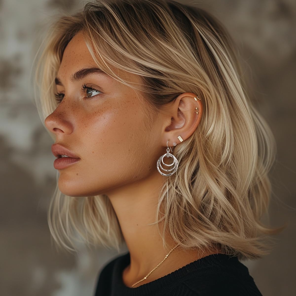 SPUNKYsoul 3 Circle Boho Earrings - Handmade, Lightweight 2-Inch Bohemian Dangle Earrings for Women - Trendy, Vintage, Unique Jewelry - Ideal for Weddings & Gifting
