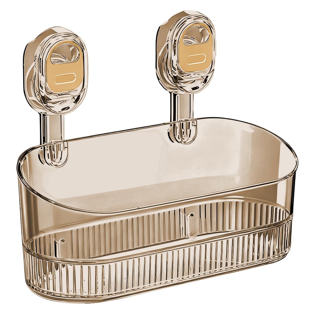 No-Drill Bathroom Suction Storage Box Large Capacity Strong Load-Bearing Suction Cup Storage Rack with Drain Holes Removable Shower