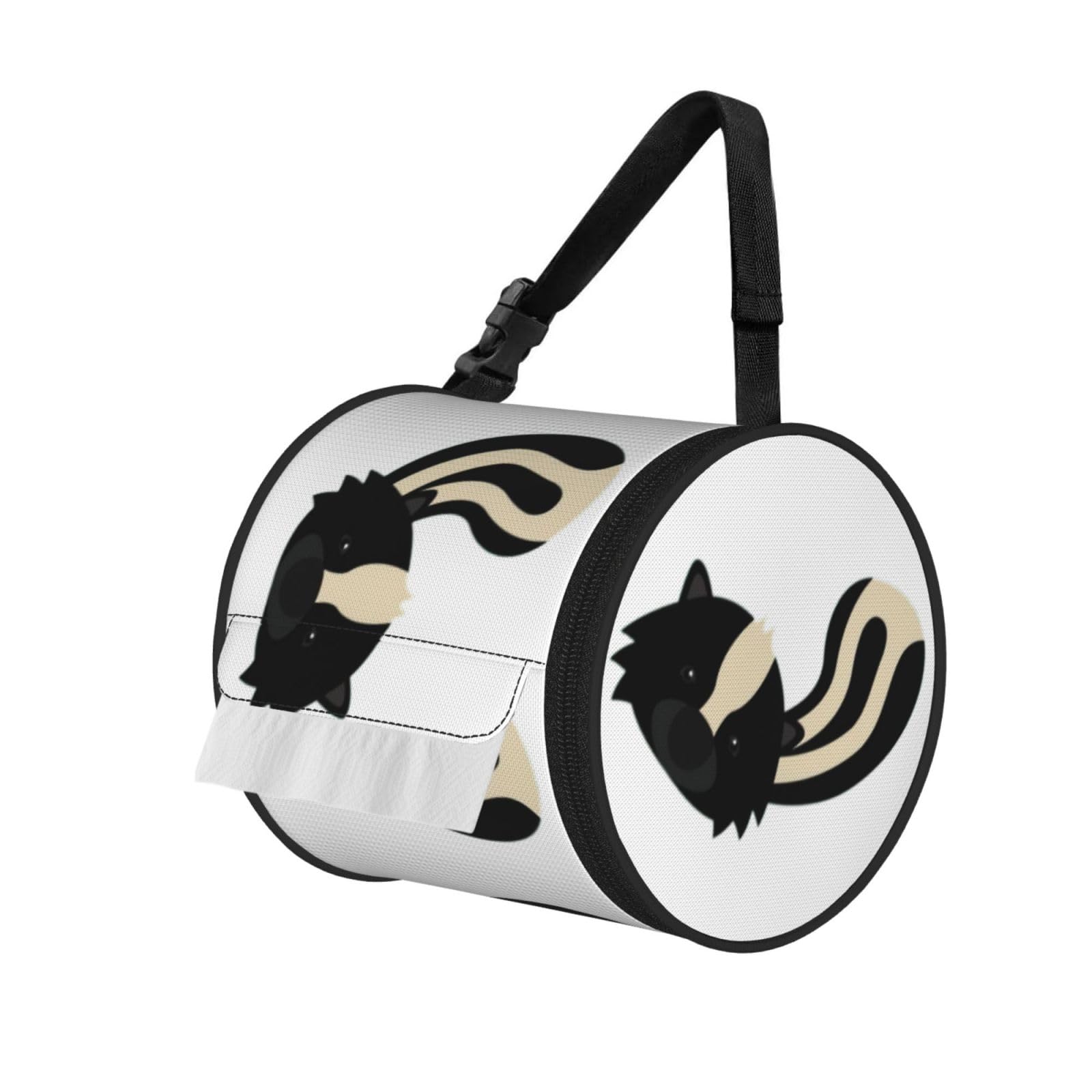 Skunk Printed Hanging Tissue Organizer, Smooth Zipper Oxford Cloth Roll Holder for RV Bathroom Desk