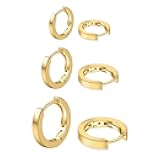 3 Pairs Small Hoop Earrings Set for Women, 14K Gold Plated Huggie Hoop Earrings for Men, Tiny Cartilage Hypoallergenic Earring Set
