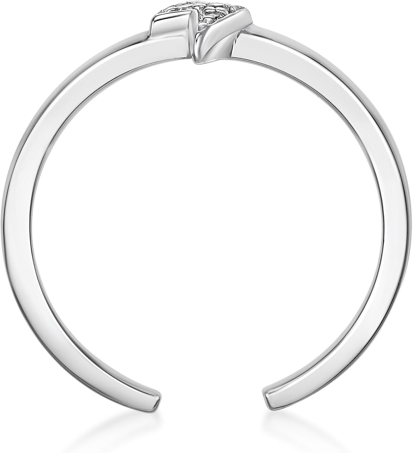 Lavari Jewelers 1/50 Carat Natural Diamond Lightning Bolt Toe Ring for Women I 925 Sterling Silver Toe Ring for Her (H-I, I2-I3, 0.03 cttw) Adjustable Open Toe Band I One Size Fits Most Toes