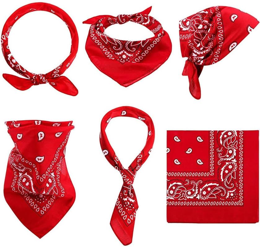 DIKHAWA Unisex Soft Breathable Cotton Paisley Printed Cowboy Bandanas,Headband,Scarf (BLACK,RED,ROYAL BLUE,WHITE,NAVY BLUE_50CM X 50CM_Pack of 5) 3
