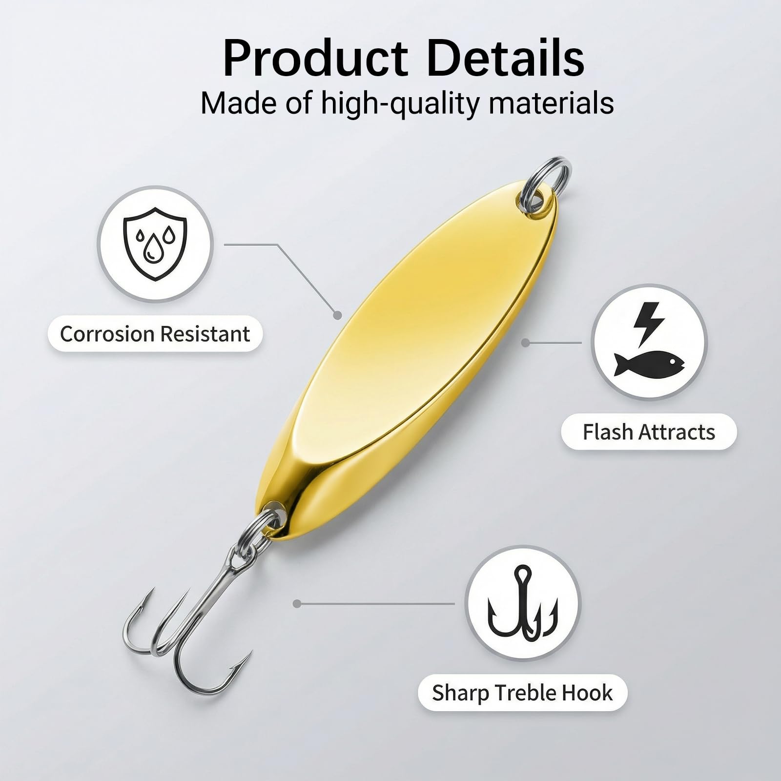 25pcs Fishing Spoons, Trout & Bass Lures with Tackle Box,5 Assorted Colors Hard Metal Fishing Lures with Sharp Treble Hooks for Trout, Bass, Pike, Walleye – Freshwater & Saltwater Compatible