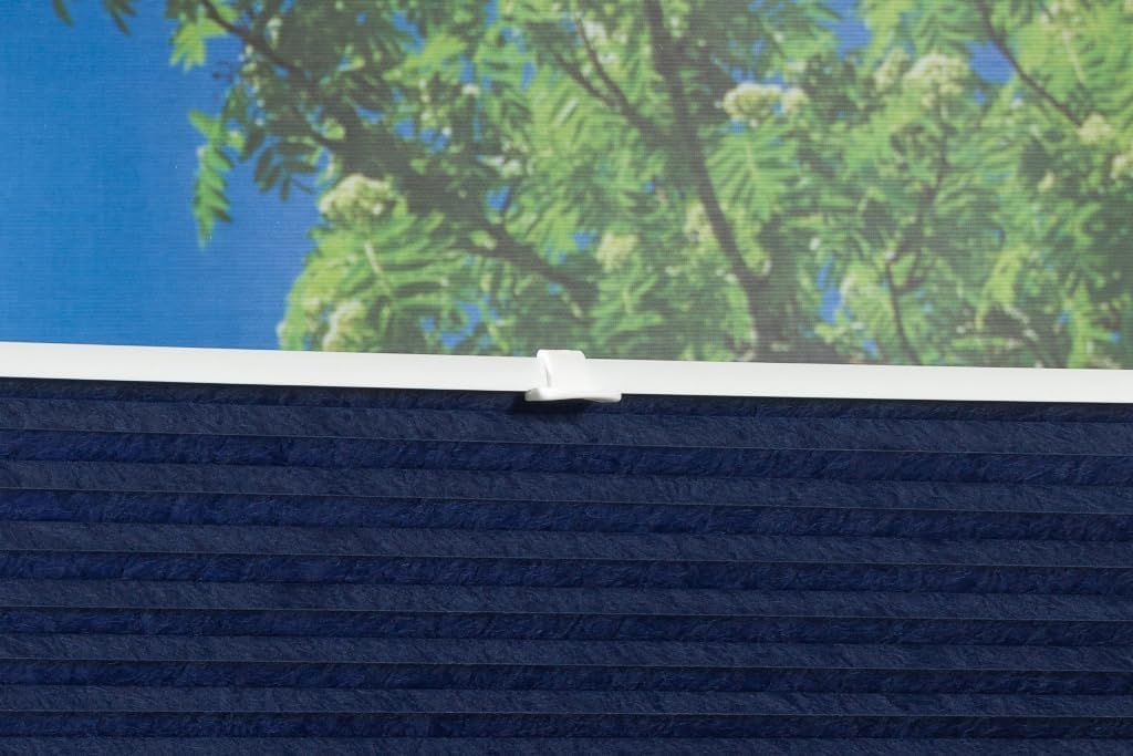 Klemmfix Pleated Blind Palma Blue 115 x 130 cm (W x L) Light Protection Modern Crushed Look