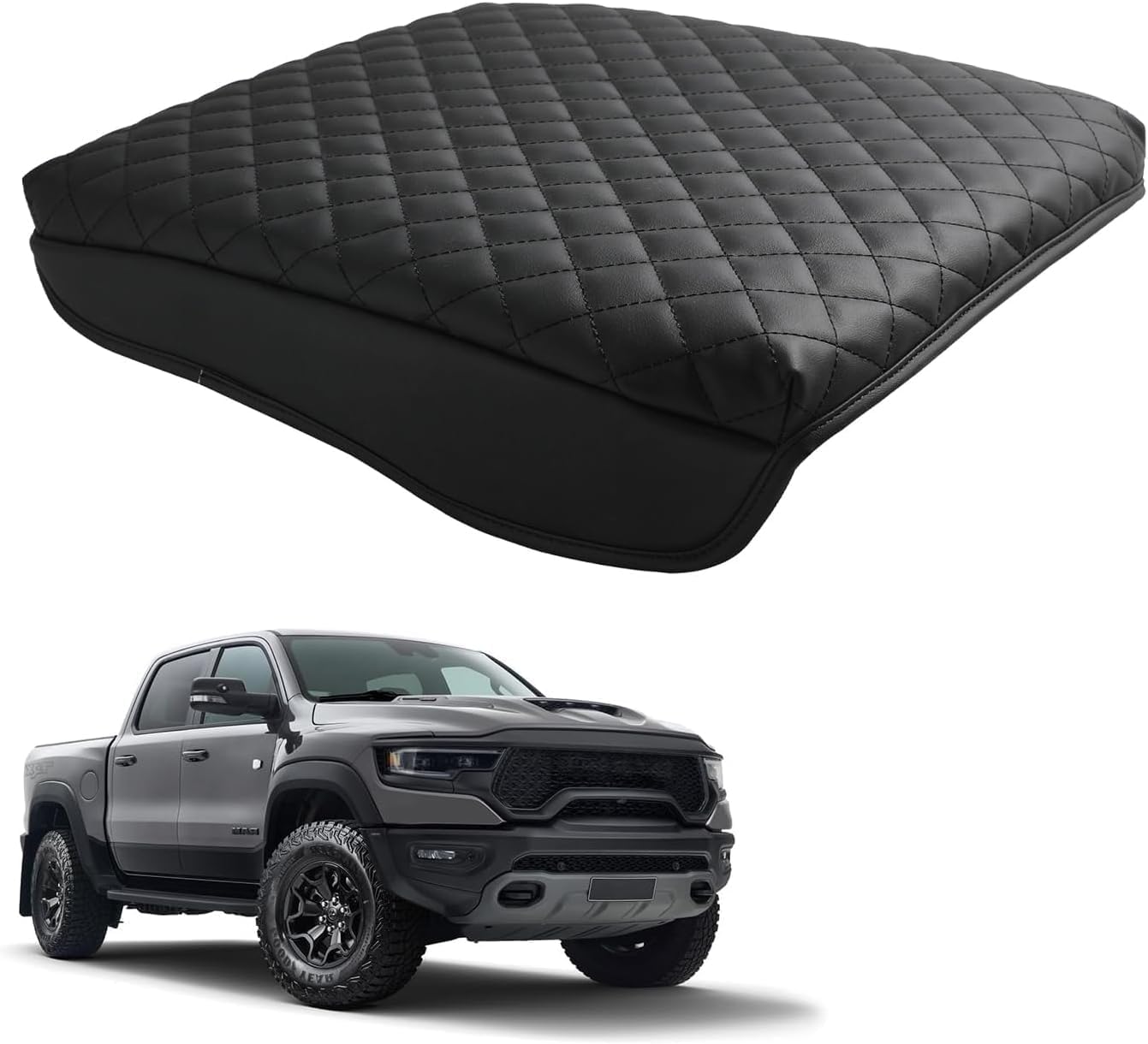 Center Console Cover for 2019-2025 Ram 1500 Center Console Cover, Armrest Cushion Pad Cover, PU Leather for 5th Ram 1500 Armrest Cushion Pad Cover Anti-Scratch for Ram 1500 Accessories