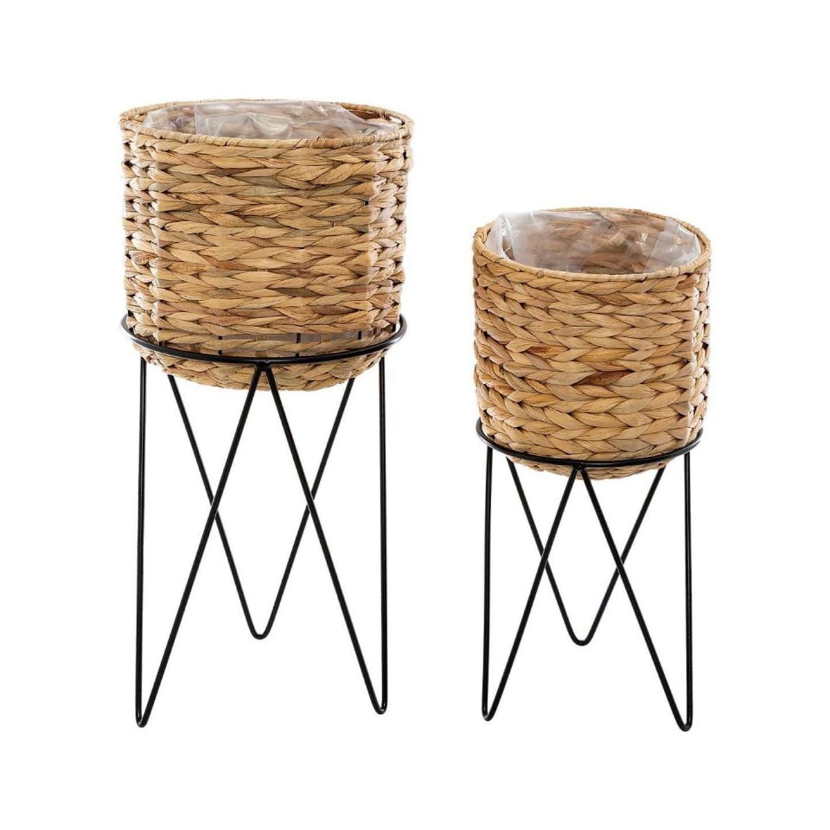 Atmosphera Créateur d'intérieur - Lot de 2 Cache-Pots sur Pied Hya 54cm Naturel