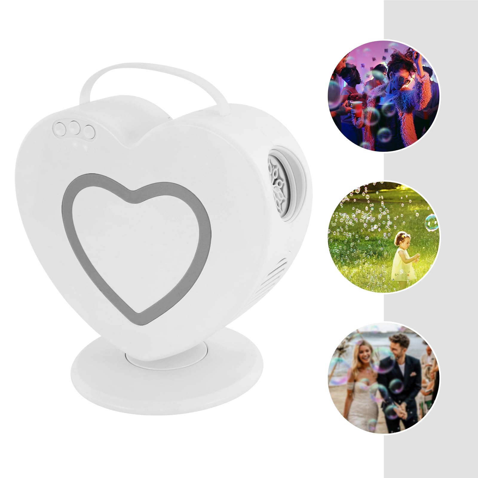 Máquina de pompas de jabón en forma de corazón, soplador automático, máquina de burbujas de jabón recargable, máquina de burbujas con rotación de 360° para niños al aire libre, juegos familiares