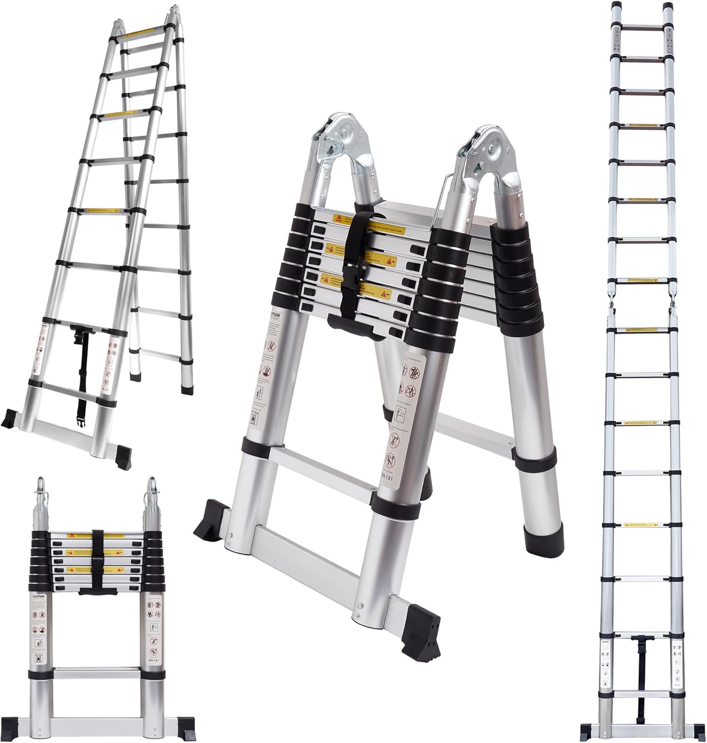 Sponsored Ad – Telescoping Ladder 1.9M+1.9M (3.8Mtr), Aluminum Ladder, Multi-Function A Type Portable Telescopic Extension Ladder with Balance Rod Non-Slip Cap for Outdoor Indooor Working Household Use
