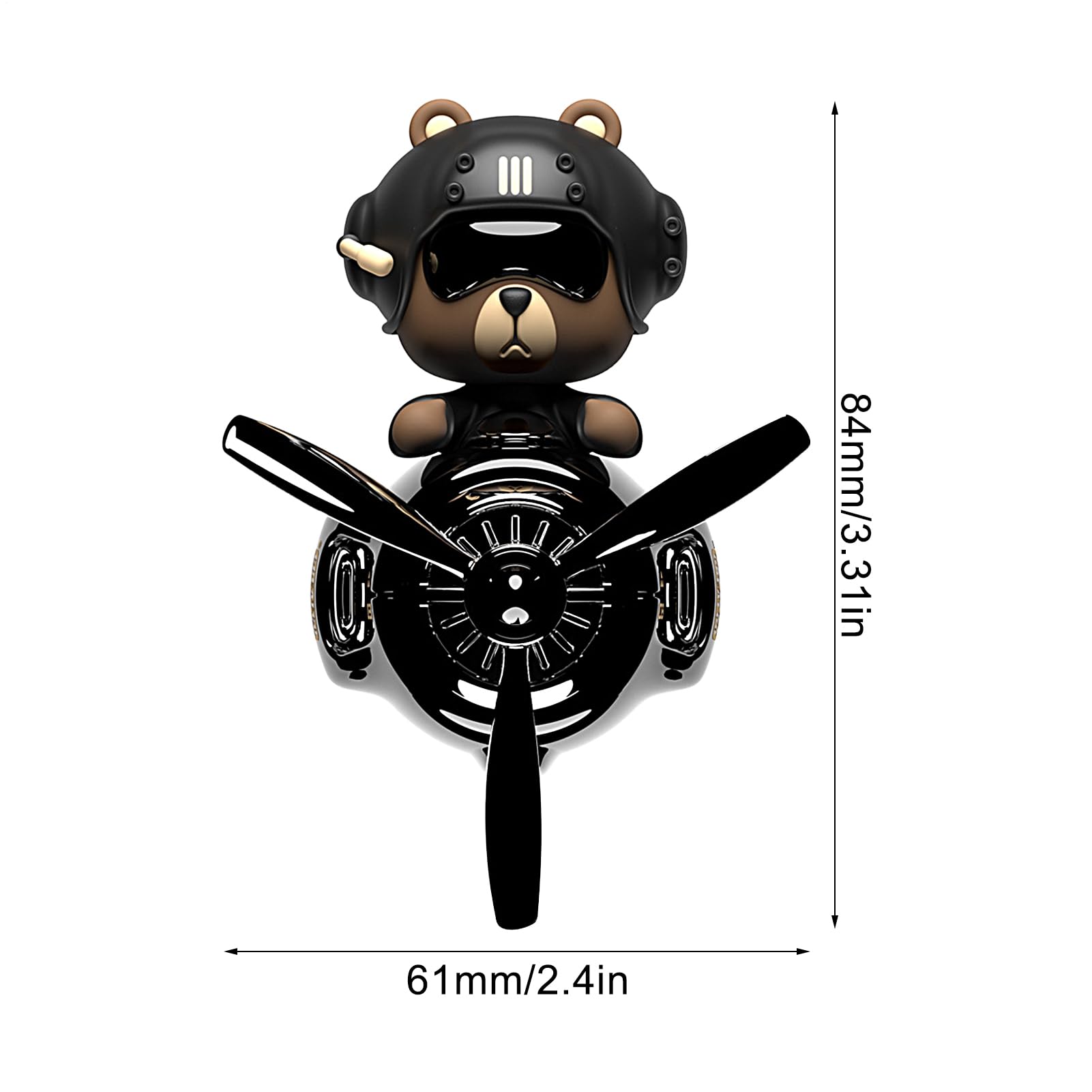 Car Diffuser Bear Freshener Aromatherapy Vent Clip Rotating Decor Black PVC