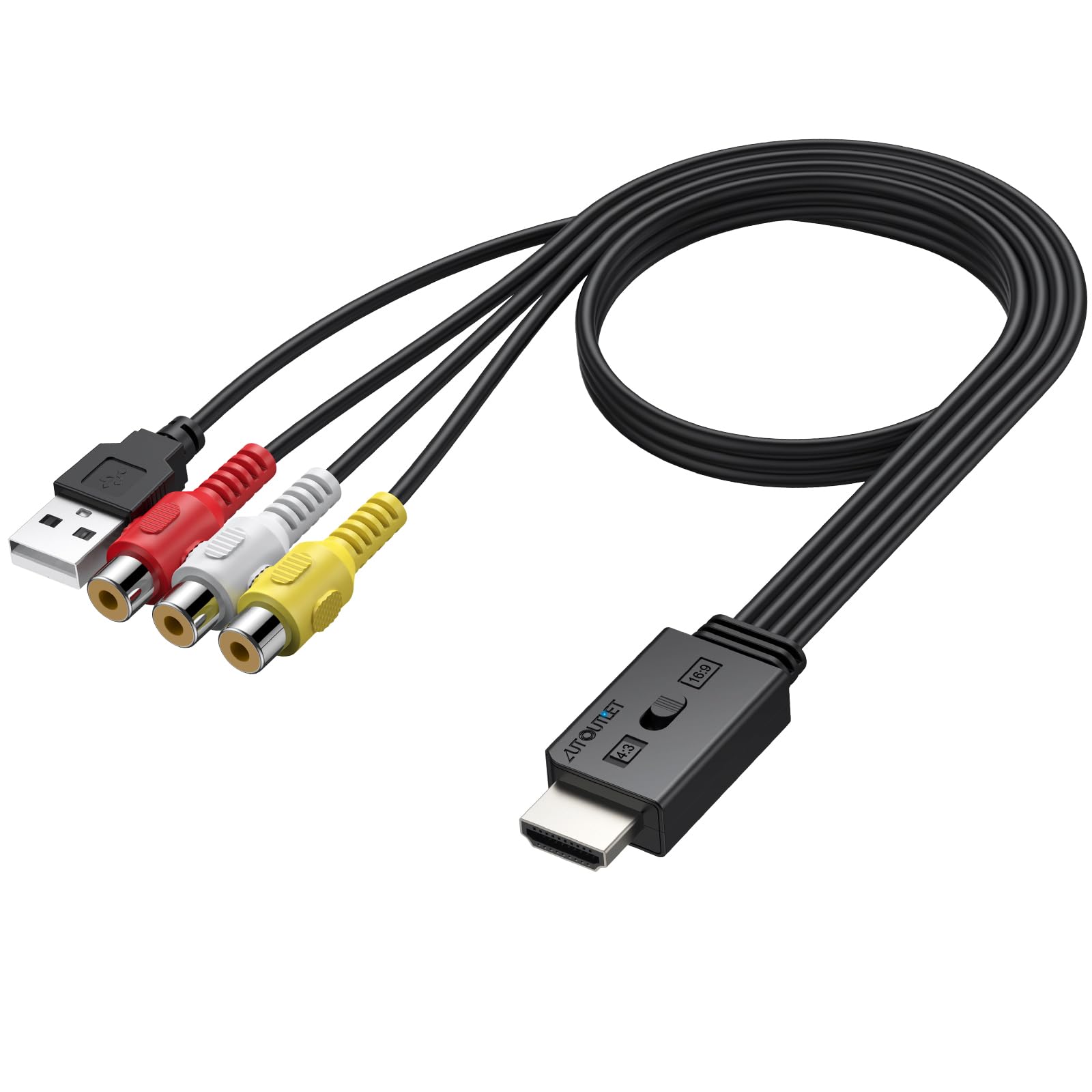 Amazon | AUTOUTLET RCA to HDMI 変換 コンバーター RCAケーブル20cm