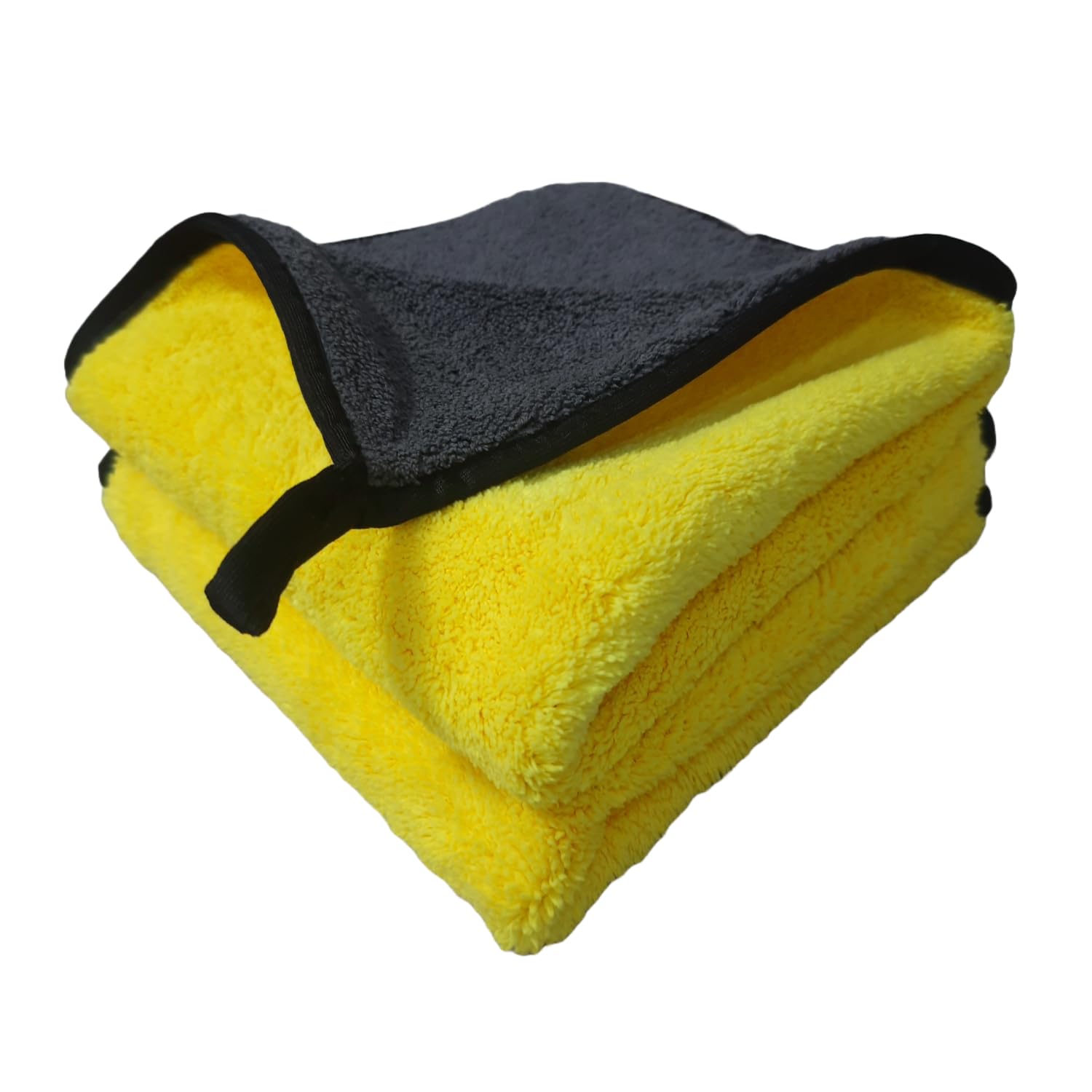 SOBBY 2 Pcs Microfiber Cloth 700 GSM Long Pile Dual Sided Coral Fleece Automotive Detailing Cloth for Car Cleaning, Detailing, Washing and Drying - 40x40cm - Multicolor