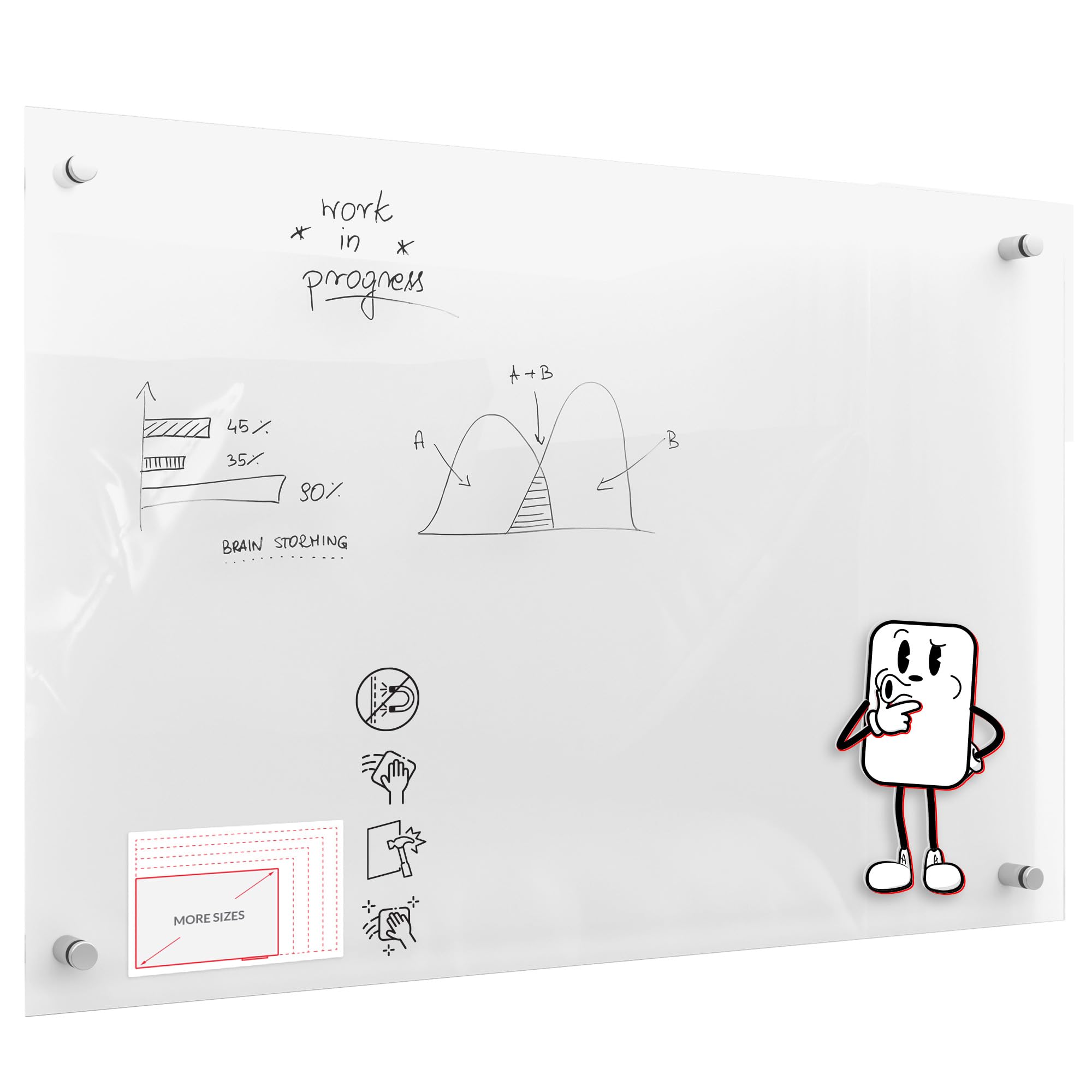 ALLboards Glass Board 90x60 cm Transparent Glass Whiteboard, Tempered Glass Writing Board โ image 1