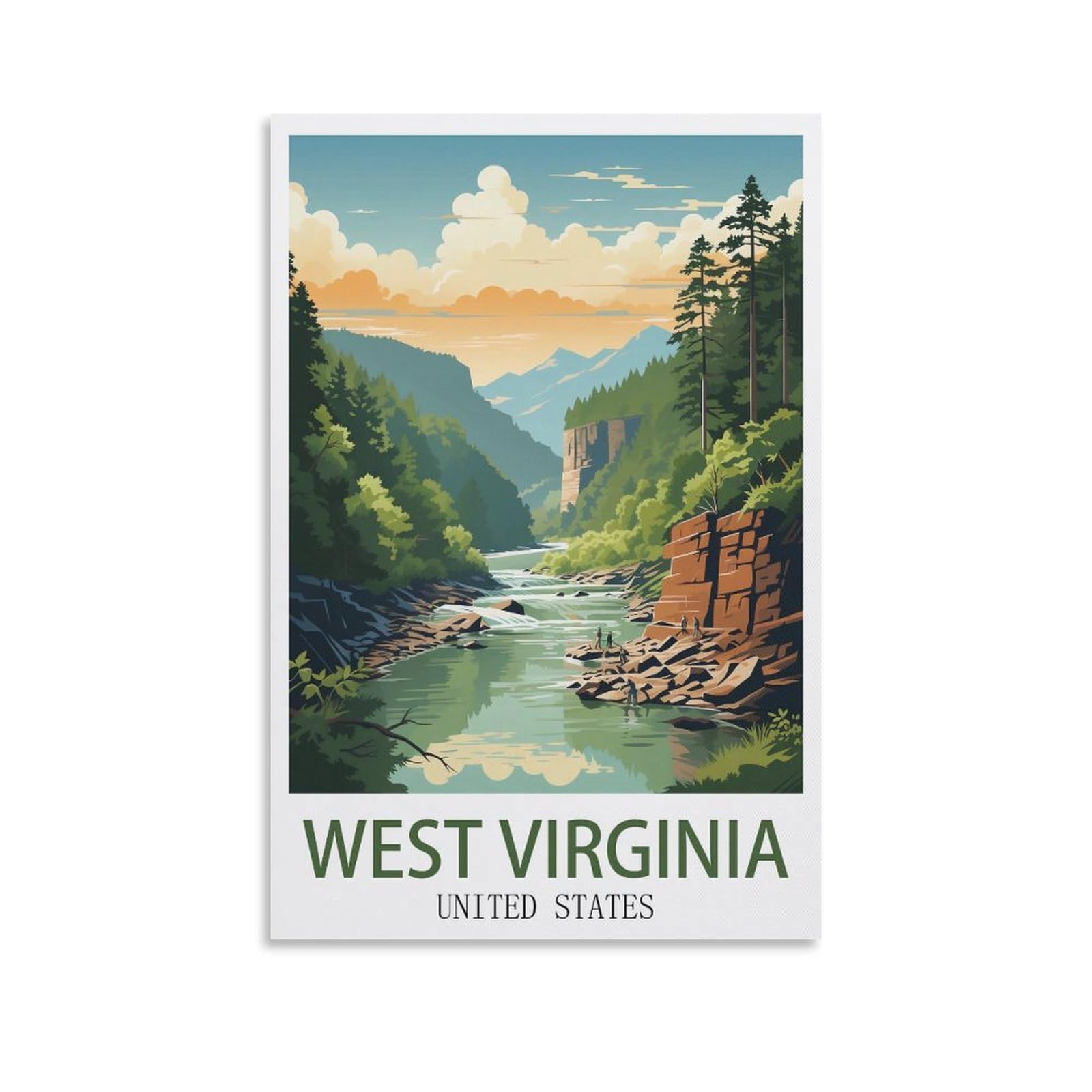 EZMLFA 5D Diamond Art Kits for Beginner,West Virginia Kits for Adults and Kids, Full Drill Round Rhinestone Paint with Diamonds,DIY 5D Diamond Art 30x40cm